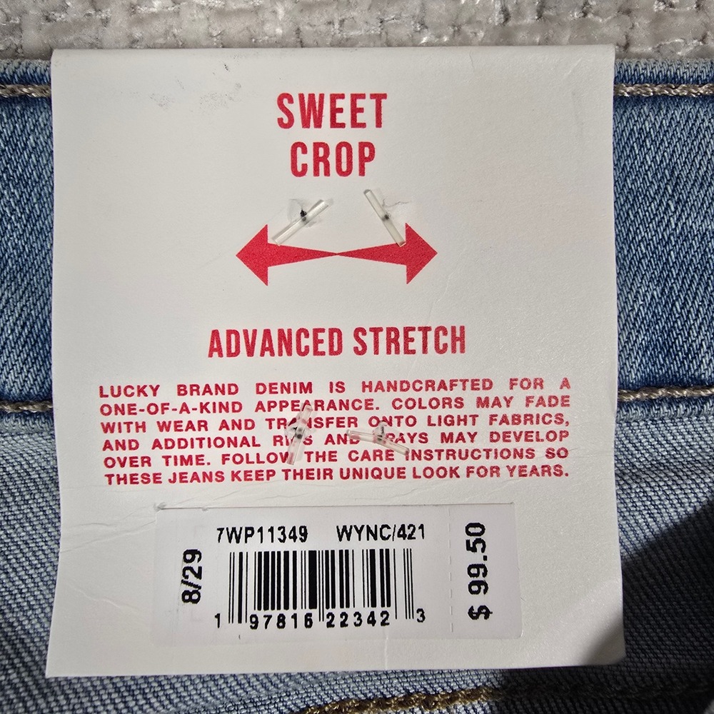 Lucky Brand Sweet Crop Jeans Womens 8/29 Light Wash Raw Hem Advanced Stretch NEW - Picture 2 of 12